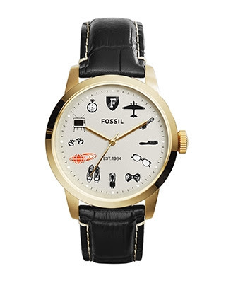 Uhrenarmband Fossil FS4977 Leder Schwarz 20mm